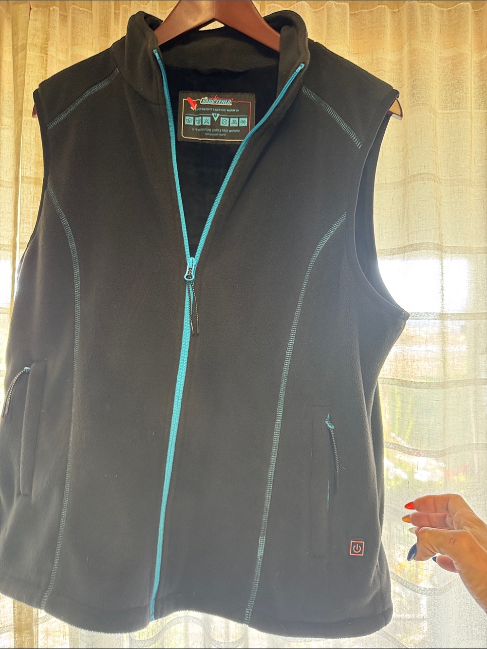 HEATED Women's Fleece Vest with Teal Trim